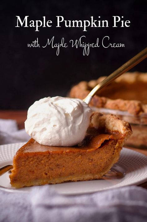 Canned Milk, Pie With Whipped Cream, Maple Pumpkin Pie, Maple Whipped Cream, Bean Pie, Homemade Pies, Fall Apple Recipes, Maple Syrup Recipes, Dessert Pie