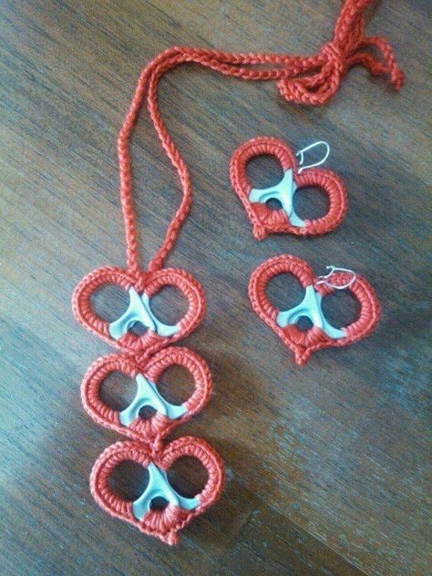 Crochet Earrings Diy, Pop Top Crafts, Crochet Hoop Earrings, Soda Tab Crafts, Cardigans Crochet, Magic Circle Crochet, Can Tab Crafts, Crochet Hoop, Hoop Earrings Diy