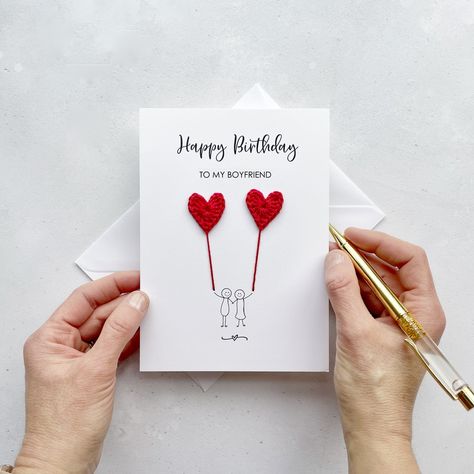 Happy Birthday Wife, Birthday Card For Wife, Fiance Birthday Card, Fiance Birthday, Colourful Crochet, Love Birthday Cards, Crochet Hearts, Husband Birthday Card, Birthday Collection