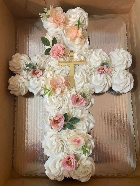 Confirmation Theme Ideas, Christian Cakes Ideas, Conformation Party Idea, Confirmation Sheet Cakes, Girl Bautizo Ideas Decoration, Baptism Cupcakes Girl, Communion Party Ideas Girl, Baptism Luncheon Ideas, Baptism Food Ideas