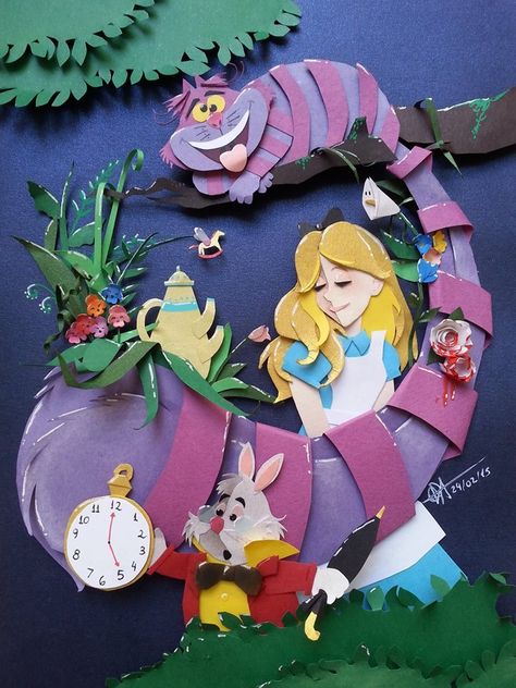 Princesses Fanarts — princessesfanarts: By RaphaelOda Paper Cut Outs, Paper Art Sculpture, Paper Cutout Art, 3d Paper Art, Disney Rapunzel, Paper Illustration, Paper Artwork, Disney Alice, Dessin Adorable