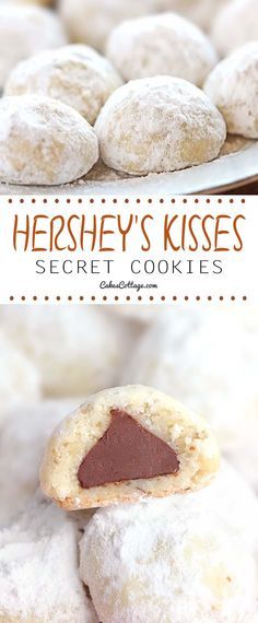 Kisses Cookies, Hersheys Chocolate, Kiss Cookies, Hershey's Chocolate, Shortbread Cookie, Think Food, Eclairs, Shortbread Cookies, Cookies Recipes Christmas