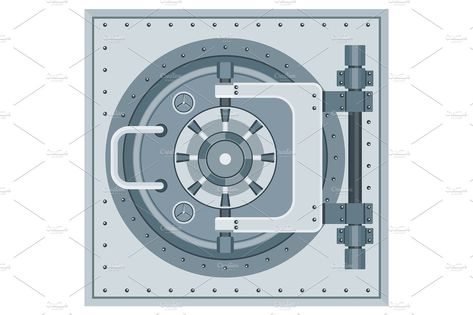 Vault Illustration, Bank Vault Door, Illustration Objects, Bank Vault, Bank Safe, Vault Doors, Web Themes, Vector Cartoon, Wireframe Kit