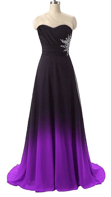 Black Blue And Purple Wedding Dress, Purple And Black Bridesmaid Dresses, Purple Ombre Prom Dress, Midnight Purple Dress, Black And Purple Bridesmaid Dresses, Black And Purple Dresses, Purple And Black Wedding Dress, Purple Ballroom Dress, Halloween Bridesmaid Dress