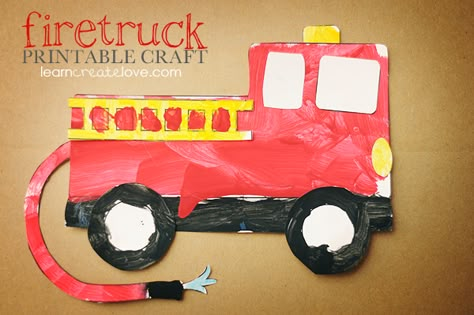 { Printable Firetruck Craft } Fire Engine Craft, Car Craft For Kids, Fireman Crafts, Fire Truck Craft, Fire Safety Theme, Fire Safety Preschool, Firefighter Crafts, Kindergarten Free Printables, Truck Crafts