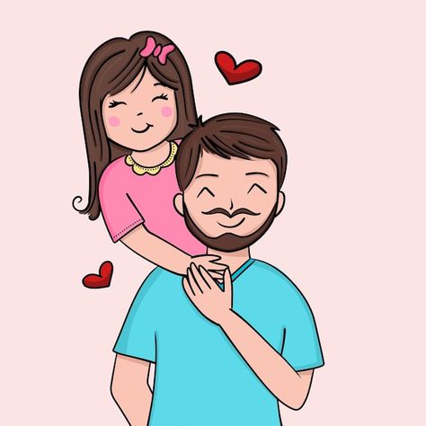 Dibujo de padre e hija | Premium Vector #Freepik #vector #dia-padre #dia-papa #papa #padre Father Daughter Poses, Father's Day Drawings, Fathers Day Coloring Page, Barbie Coloring Pages, Biological Father, Father And Daughter, Good Instagram Captions, Cute Cats Photos, Cute Love Images