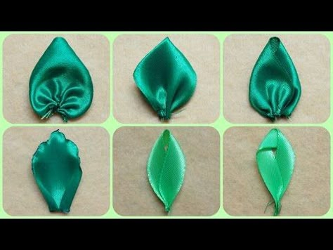 How to make kanzashi leaves (petals) I 6 Different leaves, Diy kanzashi,Tutorial - YouTube Sulaman Pita, Diy Fleur, Ribbon Flower Tutorial, Kanzashi Tutorial, Fleurs Diy, Ribbon Embroidery Tutorial, Fabric Flower Tutorial, Satin Ribbon Flowers, Kanzashi Flowers