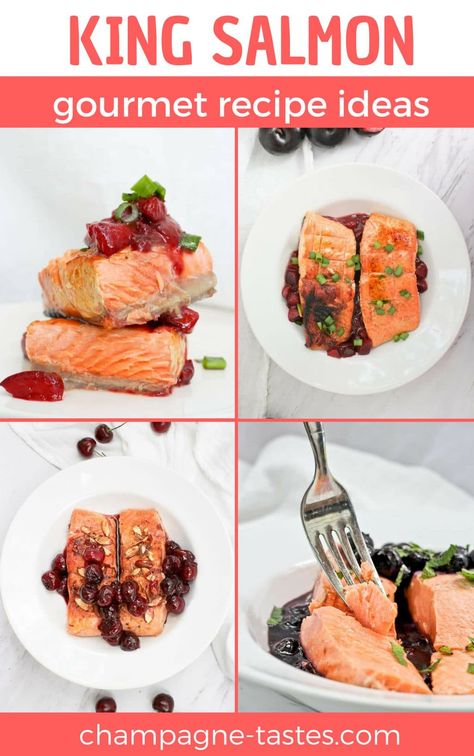 King salmon is the most luxurious type of salmon, and is perfect for a gourmet dinner.  Use these king salmon recipe ideas to help you prepare this premium fish! King Salmon Recipe, Salmon Recipe Ideas, Salmon Dinner Recipes, Sea Foods, King Salmon, Champagne Taste, Gourmet Dinner, Salmon Dinner, Fish Market