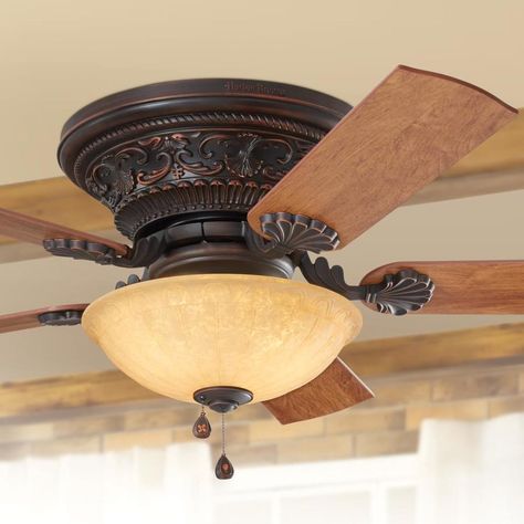 Product Image 4 Bowl Light, Traditional Style Decor, Bronze Lighting, Flush Mount Ceiling Fan, Fan With Light, Low Ceiling, Pull Chain, Ceiling Fans, Flush Mount Ceiling