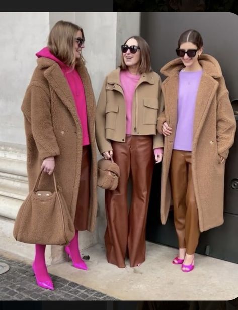 Fashion Colors Fall Winter 2024, Aw Trends 24, Colorful Fall Outfits 2023, Winter Outfits With Skirts, Camel Color Outfits, Fall Skirt Outfits With Boots, Pink And Brown Outfit, Autumn Date Night, Skirt Outfits With Boots