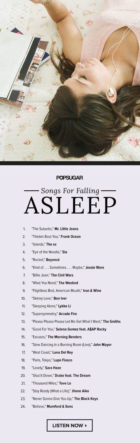 And finally, for relaxing as you fall asleep: | 16 Charts That Will Help You Be Way Less Stressed Lying In Bed, Relaxing Songs, Step Dance, Beginner Yoga, Song List, Music Mood, Rock Punk, Mood Songs, Song Playlist