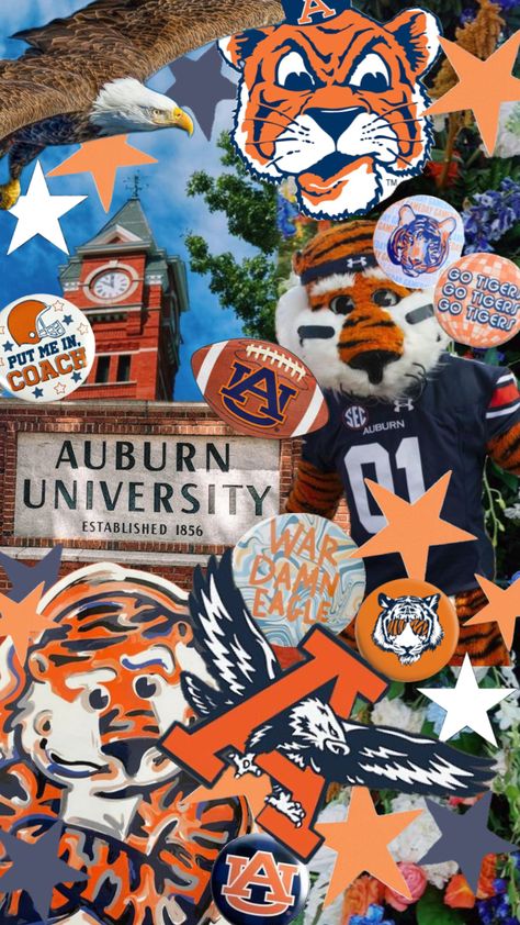 #auburntigers #wareagle #auburn #cute #football #fan #myfirstshuffle Auburn Aesthetic Wallpaper, Auburn Tigers Football, Auburn Football, College Dorm Room Decor, Wallpaper Iphone Summer, College Aesthetic, Dream College, Dream School, Phone Art