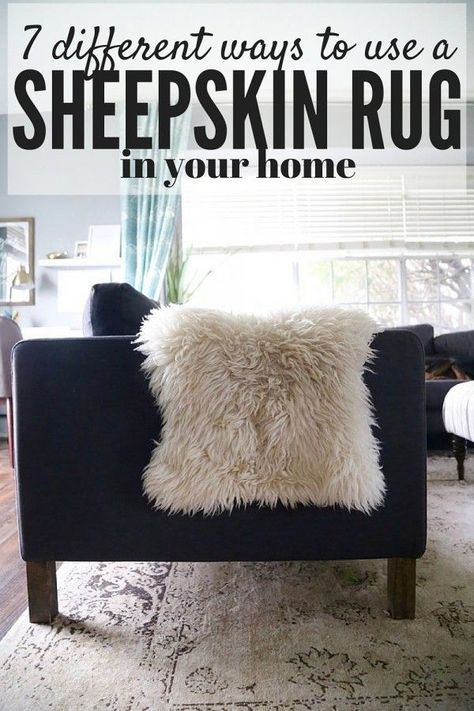 7 Ways to Use a Sheepskin Rug Fur Rug Decor, Sheepskin Rug Bedroom, Sheep Rug, In A Rut, Sheepskin Throw, Stuck In A Rut, Scandinavian Bedroom, Faux Fur Rug, Different Ideas