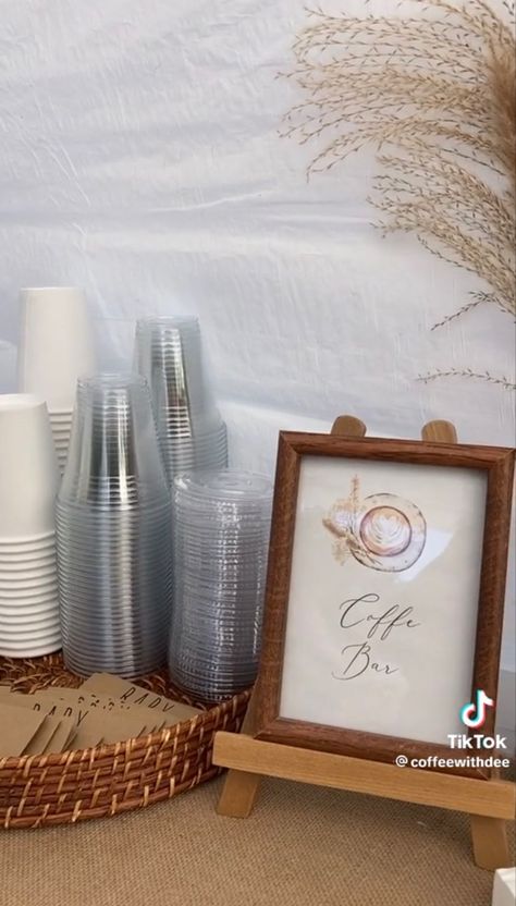 Coffee Brunch Aesthetic, Brewing Baby Shower Ideas Coffee, Iced Coffee Bar Baby Shower Ideas, Iced Coffee Station Party, Wedding Coffee Bar Ideas Receptions, Coffee Theme Gender Reveal, Baby Brewing Shower Ideas Coffee, Party Coffee Bar Ideas, Coffee Bar Baby Shower Ideas