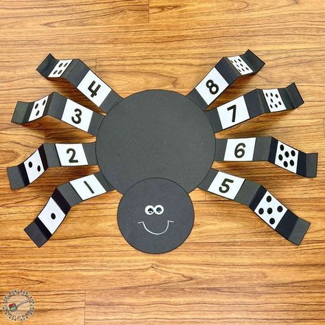 Jaime Miller on Instagram: "Let's practice subitizing with a spider math craft! Subitizing is an important skill for students to be able to identify the number of objects in a set by looking at them. Not only do they get to practice this math skill, but they get to make an adorable spider craft to go with it! Display these spiders on your bulletin, hanging from the ceiling, or on the hallway walls for some creepy crawly fun for this time of year! You can find this spider subitizing craft fro Spider Math Activities, Spider Unit Study, Itsy Bitsy Spider Activities, Spider Math, Pumpkin Math Activities, Bats Activities, Predicting Activities, Spider Unit, Retelling Activities