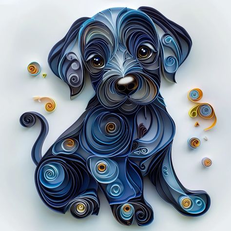 Dog Quilling, Paper Quilling Animals, Quilling Flower Designs, Labrador Retriever Puppy, Arte Quilling, Quilling Animals, Quilling Pattern, Paper Quilling Tutorial, Paper Quilling For Beginners