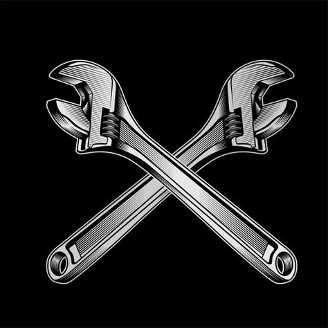 Detailed vector illustration of a wrench. Tau Gamma Phi Logo Design, Tools Illustration, Mc Logo, Biker Wear, Retro Helmet, Vector Character Design, Biker Quotes, Bike Poster, Biker Art