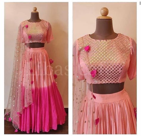 Double Shade Lehenga, Pink Lehenga Blouse, Indian Designer Lehenga, Lehenga Bridal, Ethnic Wear Indian, Lehenga Choli Wedding, Lehnga Dress, Lehenga Wedding, Open Backs