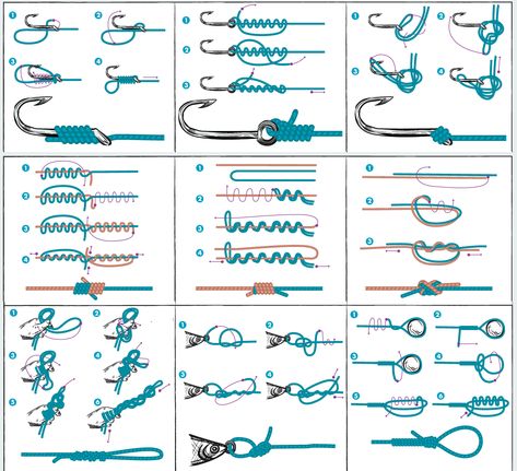 Tie Fishing Hook, Easy Fishing Knots, Strongest Fishing Knots, Fishing Knots Tutorials, Fishing Line Knots, Fly Fishing Knots, Fishing Hook Knots, Hook Knot, Pesca In Mare