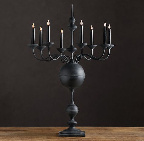 DIY..Converting Brass Chandelier To A Candelabra . I'm going to try to make one of these. =) Halloween Candelabra, Eclectic Candles, Diy Electrical, Halloween Deco, Brass Chandelier, Halloween Props, Diy Home Improvement, Candle Lanterns, Memento Mori