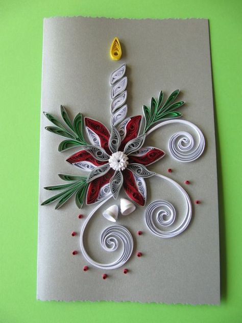 Diy Quilling Christmas, Diy Quilling Crafts, Christmas Greeting Cards Handmade, Quilling Flower Designs, Quilling Pattern, Paper Quilling Tutorial, Paper Quilling For Beginners, Paper Quilling Flowers, Paper Quilling Cards