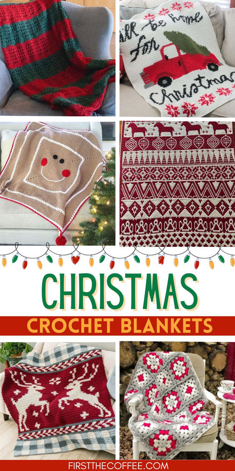 Festive Christmas Crochet Blanket Patterns Crochet Blanket Pattern Nordic, Christmas Plaid Crochet Blanket, Free Christmas Crochet Afghan Patterns, Crochet Christmas Lapghan, Crochet Peppermint Blanket, Peppermint Crochet Blanket, Christmas Baby Blanket Crochet, Let It Snow Crochet Blanket, Candy Cane Crochet Blanket