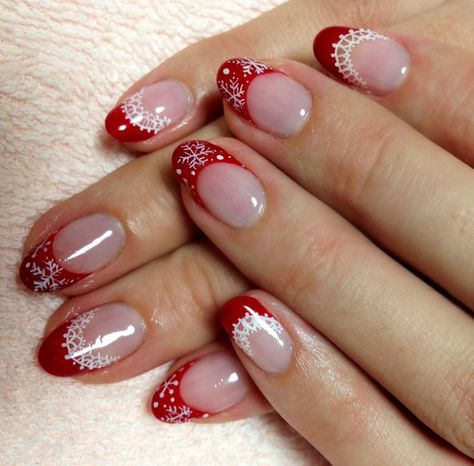 French Ideas Nails, Nails Red French, White Sparkle Nails, Nails Snow, Winter Nails Coffin, Nail Makeover, Pastel Blue Nails, Red Ombre Nails, French Ideas