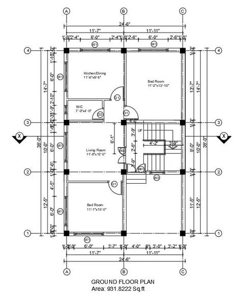 24’x38’ house plan is given in this AutoCAD drawing model. Download now. - Cadbull Printable House, 20x40 House Plans, Drawing Model, 2 House, Elevation Plan, Front Elevation Designs, Garage Apartment, Beautiful House Plans, House Building