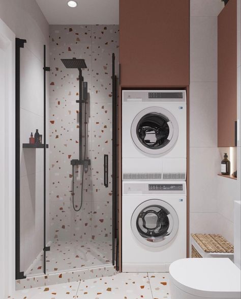 Small Bath With Washer And Dryer, Shower And Utility Room, Downstairs Toilet With Washing Machine, Laundry Bathroom Combo Layout Small Stacked, Laundry Room Shower Combo, Utility Shower Room Ideas, Laundry Bathroom Combo Layout, Laundry Bathroom Combo, Small Utility Room