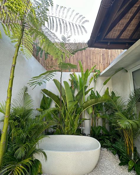 One of my favorite places in Bali @casanuahbali 🤍 . . #goals #interriordesign #white #nude #offwhite #creamy #pool #minimalism #simplicity … | Instagram Japandi Swimming Pool, Bali Indoor Outdoor Living, Rooftop Bathroom, Bali Bathroom, Spa Exterior, University House, Bathtub Shower Remodel, Bali Huts, Places In Bali