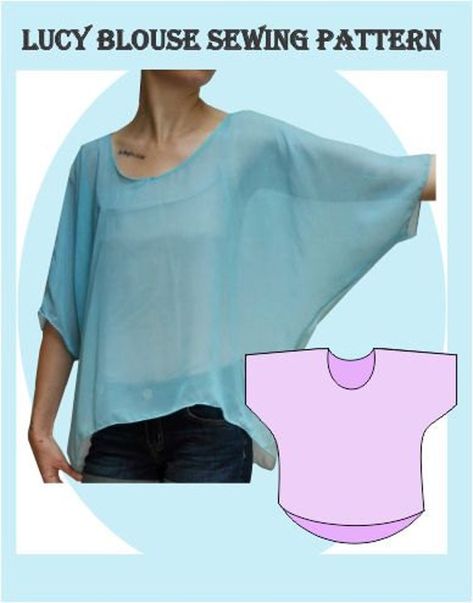 Sewing Pattern: Lucy Blouse - Etsy Australia Simple Blouses, Blouse Sewing, Batwing Blouse, Batwing Top, Top Sewing, Blouse Pattern Sewing, Top Sewing Pattern, Vest Pattern, Fabric Yardage