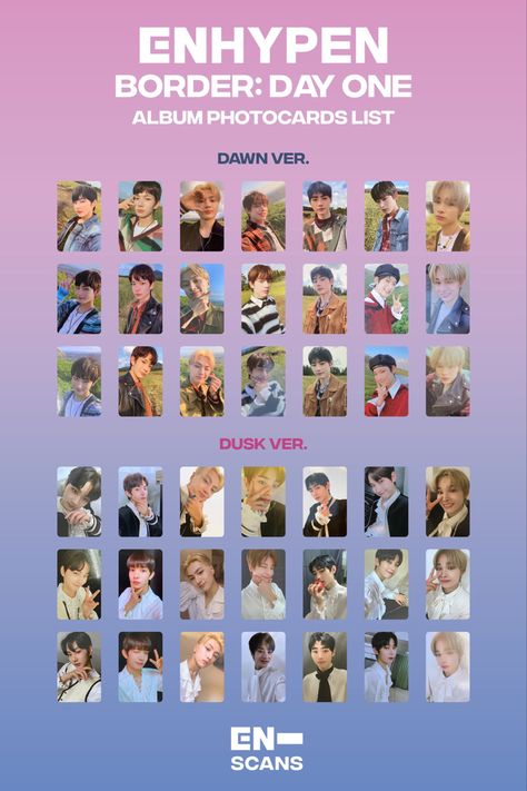 Border Day One Photocard List, Enhypen Border Day One, Border Day One, Photo Card Template, Kpop Merch, Card Template, Photo Cards, Photo Album, Photo Wall