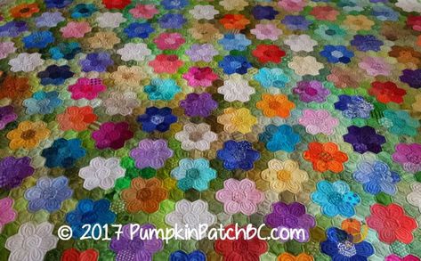 Flower Garden Quilt Pattern, Flower Garden Pictures, Garden Quilt Pattern, Garden Quilts, Grandmothers Flower Garden Quilt, Quilt Pictures, Red Pepper Quilts, Paper Piercing, Grandmothers Flower Garden