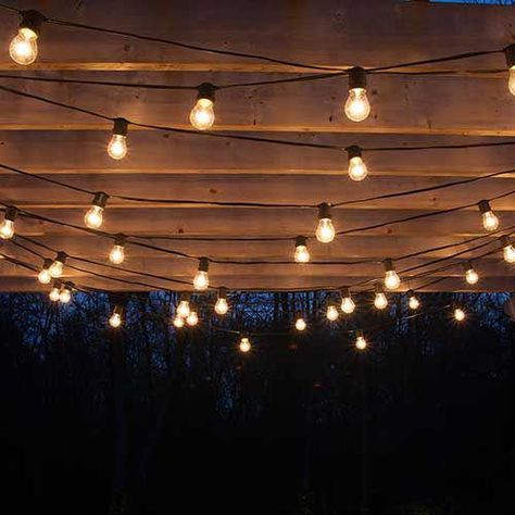 Hanging Patio Lights, Gazebo Lighting, Diy Outdoor Lighting, Diy String Lights, Patio Pergola, Patio String Lights, Pergola Lighting, Backyard Pergola, Beautiful Patios