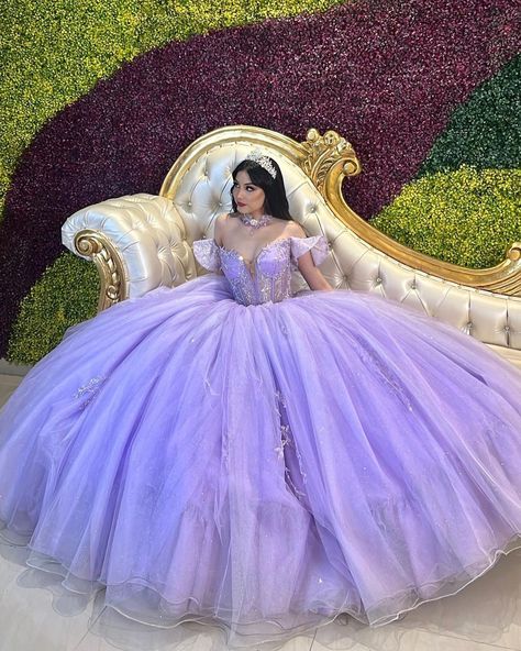 Purple Quinceañera Dresses, Rapunzel Quince, Purple Quince Dress, Tiffany Designs Prom Dress, Purple Quinceanera, Mac Duggal Prom Dresses, Debut Gowns, Trumpet Prom Dress, Purple Quince