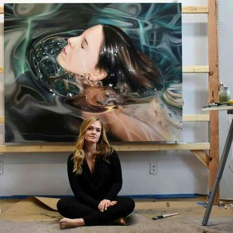 Artist Reisha Perlmutter Hyperrealistic Art, Fall Canvas Painting, Underwater Painting, Hyper Realistic Paintings, Canvas Painting Ideas, Photographie Portrait Inspiration, Easy Canvas Painting, Canvas Painting Diy, Water Art