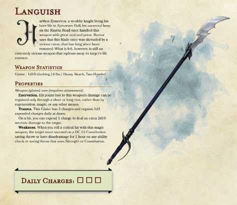 Dnd 5e Magic Glaive, Glaive Dnd, 5e Items, Homebrew Items, Dnd Magic, Dnd Stats, Dnd Homebrew, Dnd Items, Magical Items