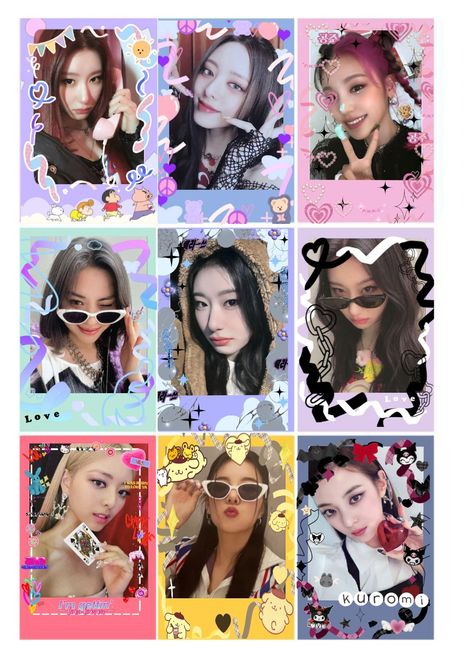 Kpop Photocards Printable, Itzy Photocard, Hello Kitty Printables, Best Friend Activities, Love Mail, Kpop Photocard, Paper Background Design, Pop Stickers, Lomo Card