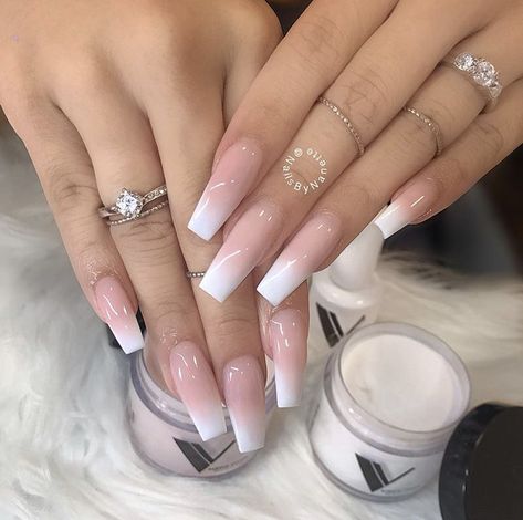 French Fade Nails, Faded Nails, French Pedicure, Ombre Acrylic Nails, Super Nails, Coffin Nails Long, Ideas Nails, Trendy Nail Design, Coffin Nails Designs