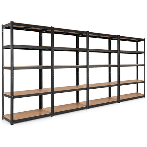 PRICES MAY VARY. 🚓【5 Tier Shelving Unit】Made from strong powder-coated metal tube and high quality MDF, this 5 shelf storage rack is durable, sturdy and stable , can well guarantee that it will not wobble after putting stuff on it. 🏠【Multifunctional Metal Shelves】5-tier Shelving unit is extremely useful in organizing your tools , foods, books or other stuff ,especially great for any place where has limited room while requires large storage space, such as bathroom, doorway, entryway, garage, ki Column Shelves, Tool Shelf, Garage Shelving Units, Metal Storage Shelves, Heavy Duty Shelving, Metal Shelving Units, Utility Shelves, Shelving Racks, Garage Shelf