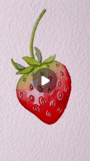 Watercolor Strawberry Tutorial, Draw A Strawberry, Strawberry Painting, Painted Strawberry, Watercolor Strawberries, Watercolor Food Illustration, Strawberry Watercolor, Watercolor Food, Easy Strawberry