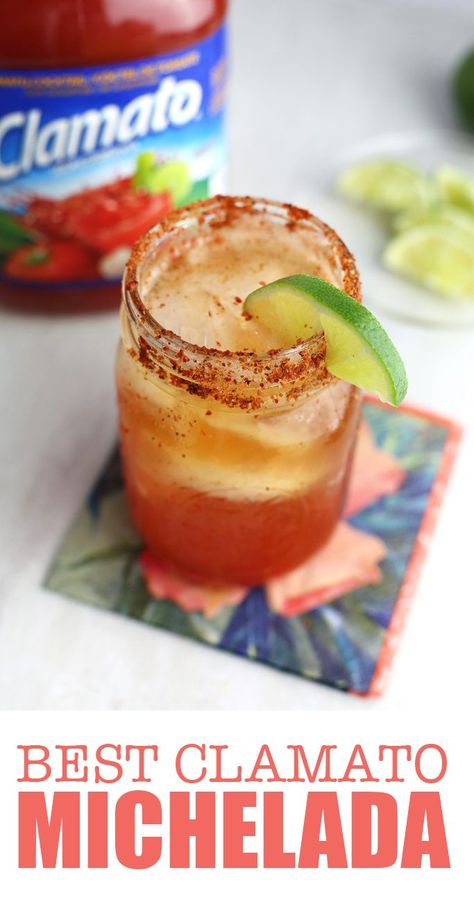 Clamato Recipe, Chelada Recipe, Clamato Michelada, Mexican Cocktail, Food Ideas Easy, Michelada Recipe, Fun Food Ideas, Mexican Cocktails, Spicy Cocktail