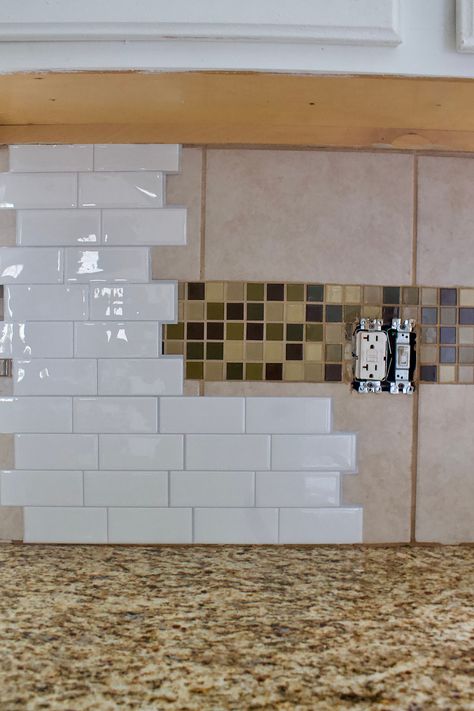 Smart Tiles Backsplash, Tile In The Kitchen, Tile Over Tile, Peel And Stick Countertop, Kitchen Backsplash Peel And Stick, Sticky Tile, Kitchen Pantry Ideas, Rental Kitchen Makeover, Adhesive Backsplash