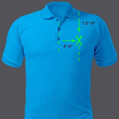 Knowing how to position your logo or design on a t-shirt is critical for any heat transfer business. Use our heat transfer placement guide. Polo Shirt Logo Placement, Logo Positioning On Shirt, Logo Placement On Polo Shirts, Embroidery Polo Shirt, Embroidery Placement Guide, Image Placement On Shirt, Business Shirts Logo Ideas, Polo Shirt Design Ideas, Screen Printing Logo