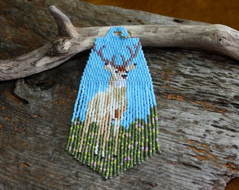 Beaded Deer Pattern, Beaded Fox Earrings, Loom Earrings, Beading Earring, Pearls Jewelry Diy, Scottish Heather, Bead Animals, Ribbon Skirt, Fox Earrings