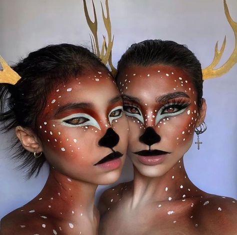 Bambi Makeup, Deer Makeup, Animal Makeup, Face Paint Makeup, Amazing Halloween Makeup, Halloween Makeup Inspiration, Creative Makeup Looks, Sfx Makeup, Halloween Makeup Looks