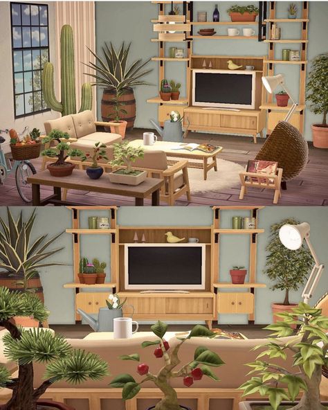 A Place Packed With Plants Acnh, Acnh Olive House, Animal Crossing Cute House Ideas, Acnh House Ideas Interior, Goldie Acnh House, Animal Crossing Second Floor Ideas, Animal Crossing Inside House Ideas, Acnh Sherb House Ideas Interior, Acnh Area Inspiration