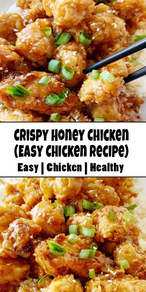 Chinese Honey Chicken, Crispy Honey Chicken, Honey Chicken Recipe, Chicken Chinese, Chicken Honey, Crispy Chicken Recipes, Easy Chicken Recipe, Homemade Chinese Food, Asian Dinners