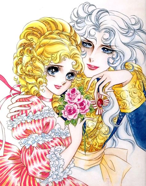 Marie Antoinette and Oscar from The Rose of Versailles manga by Riyoko Ikeda Rose Of Versailles, Illustration Manga, Shojo Anime, Lady Oscar, Art Manga, Manga Artist, Old Anime, Shoujo Manga, Arte Fantasy