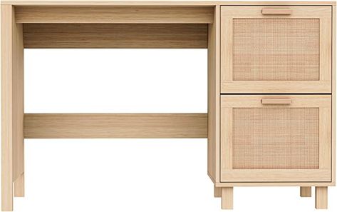 Amazon.com: 2 Drawer Writing Desk, CREATIVELAND Hamilton Rattan Computer Desk Table with Storage for Bedroom,Living Room,Entryway, Durable Modern Luxury Wood Home and Office Furniture Decorative : Home & Kitchen Storage For Bedroom, Beautiful Desk, Simple Desk, Living Room Entryway, Small Home Office, Wood Home, Table With Storage, Furniture Finishes, Desk Table